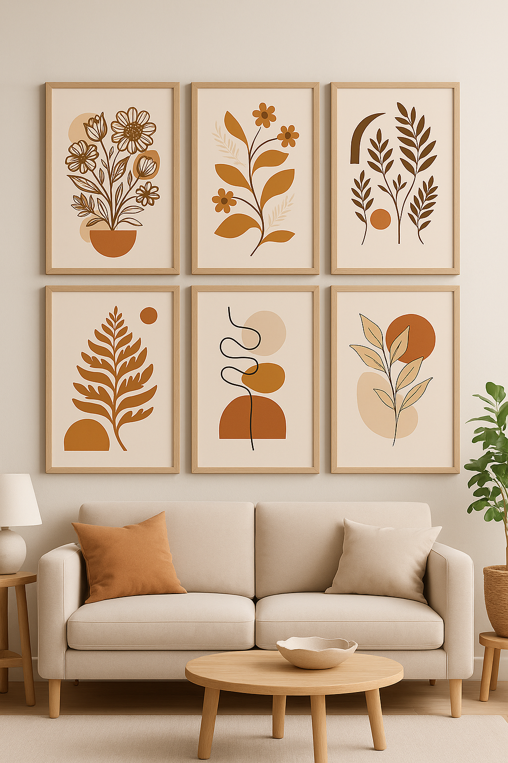 Boho Minimalist Wall Art Set of 6 – Printable Poster Bundle